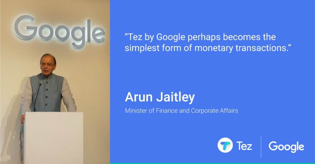 Arun Jaitley Minister of Finance and Corporate Affairs at Tez Event